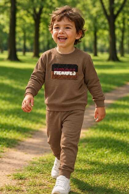Boys' Winter Tracksuit Set Sweatshirt Bottoms Cotton Three-Thread Ribbed 3-4-5-6-7 Years Old (Please Choose One Size Larger)