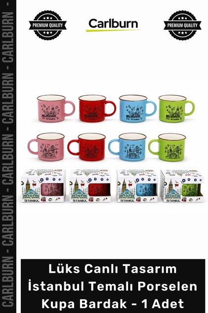 # Cup Stylish Gift Decorative Durable Luxurious Vibrant Istanbul Themed Porcelain Mug - 1 Piece