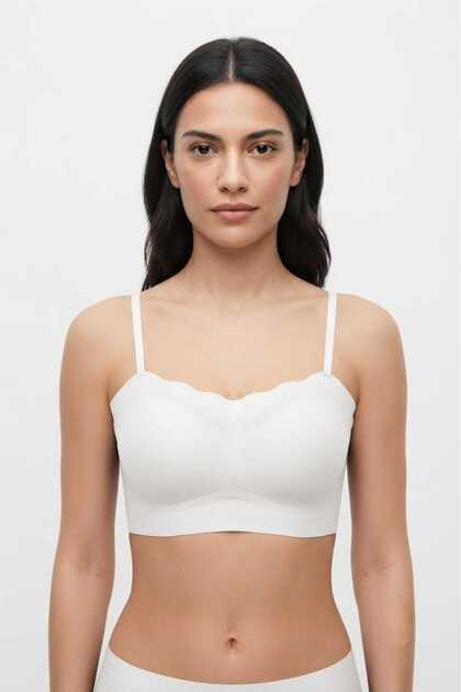 Ecru Women's Premium Laser Cut Seamless Lightweight Supportive Wire-Free Non-Marking Bralette Bra