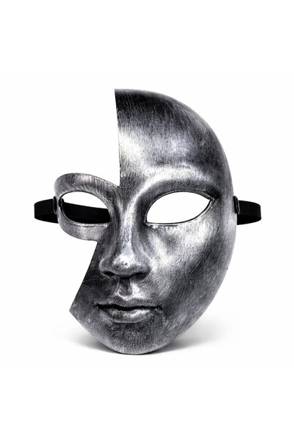 Antique Effect Silver Half Face Party Mask