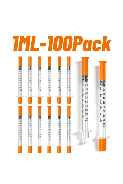 1ML-100Pack 200/100 Pack 0.5/1ml Syringes with Needle Individual Packaging Pain-Free for Laboratory