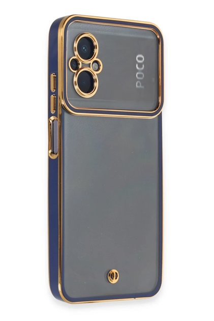 حافظة متوافقة مع هاتف Xiaomi Poco M5 مصنوعة من السيليكون بعدسة Liva - أزرق