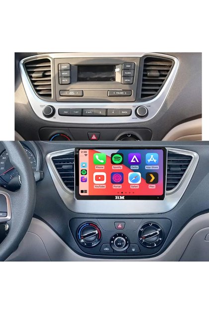 شاشة أندرويد من Roadmaster لسيارة أكسنت موديل 2019 2020 2021 مع دعم Wireless CarPlay وAndroid Auto وكاميرا خلفية مدمجة بتقنية AHD.