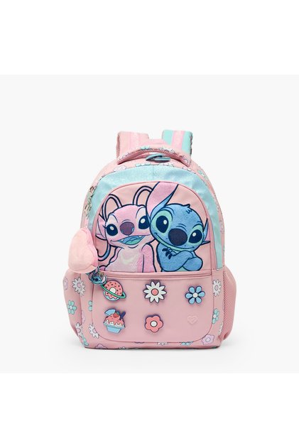 Stitch Print Backpack for Girls 5-8 Years with Padded Straps - 16 inches