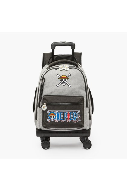 One Piece Print Trolley Bag for Boys 8-12 Years Retractable Handle - 16 inches