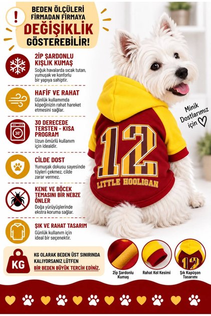 Small Breed Yellow Red Little Hooligan Dog Outfit Dog Sweati Cat Outfit (1-10kg)