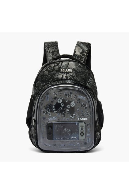 Gaming Print Backpack for Girls 3-5 Years with Padded Shoulder Straps - 14 inches
