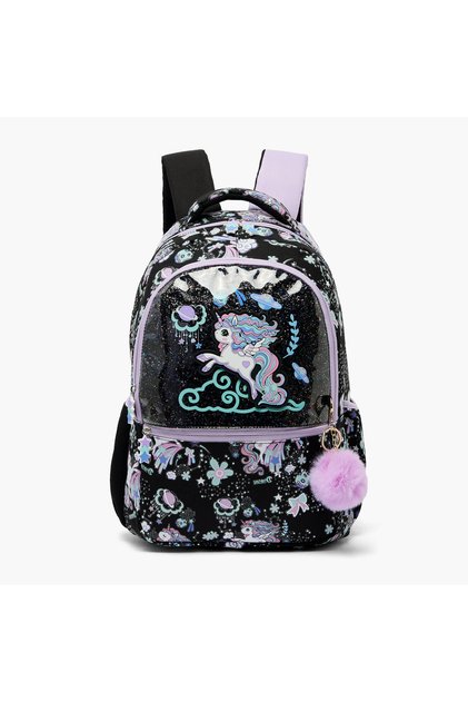Unicorn Print Backpack for Girls 5-8 Years with Laptop Compartment - 16 inches
