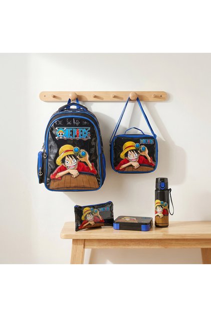 Printed 5-Piece School Backpack Set for Boys for 5-8 Years with Bottle - 16 inches