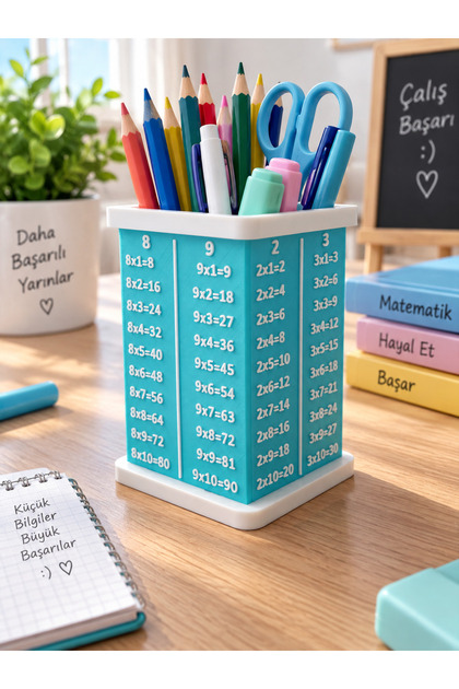 Multiplication Table Pen Holder – Educational Desktop Pen Box 3D Printing School and Student Pen Holder