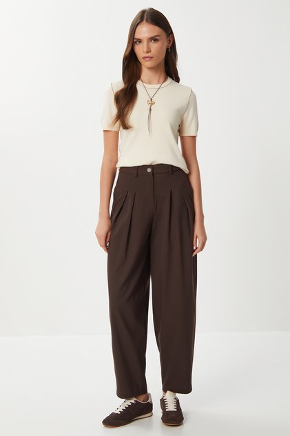 Pensli Polyviscon Balloon Trousers Lgp0033 Brown