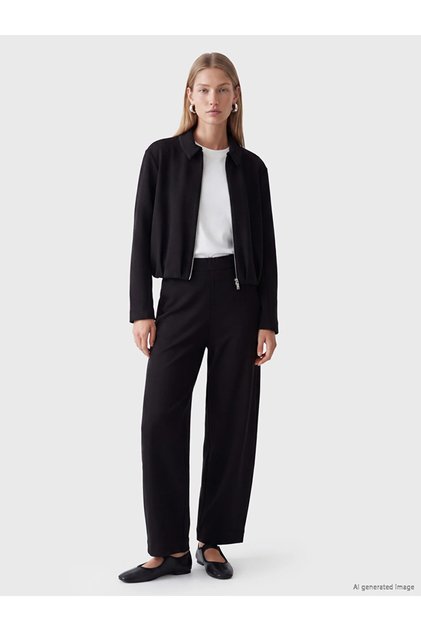Black Shirt Collar Soft Touch Women's Jacket