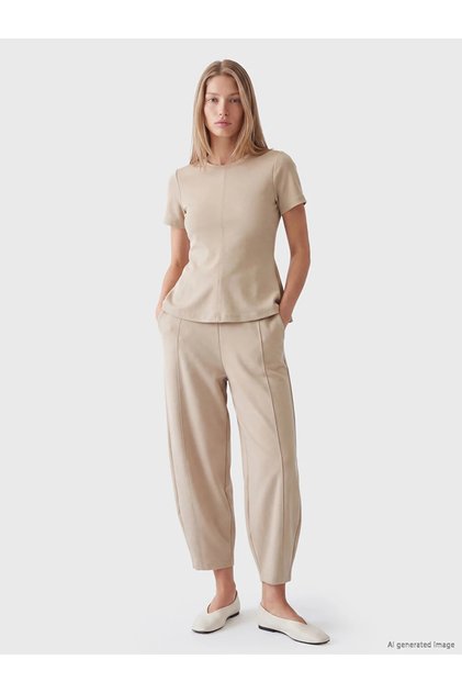 Beige Soft Touch Peplum Blouse
