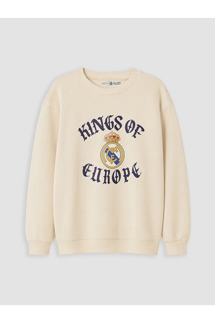 Beige Real Madrid Printed Boys' Sweatshirt