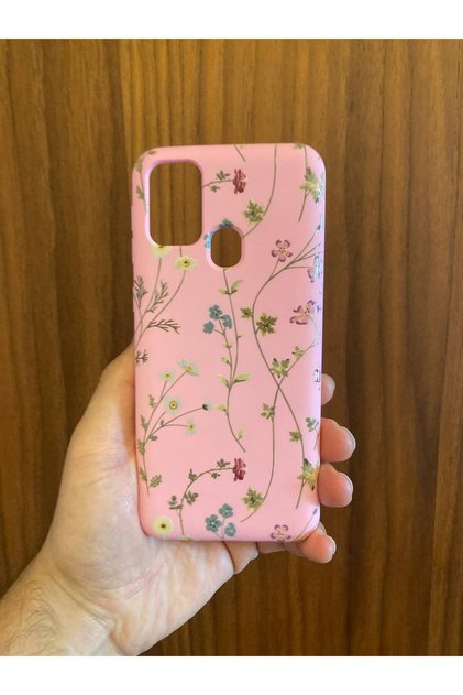 Samsung Galaxy M31/M21/M30S Ivy Flower Printed Velvet Inside Silicone Phone Case (Pink Case)