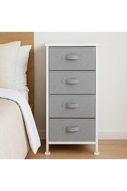 Fabric 4-Drawer Storage Organiser Unit with Durable Steel Frame and Removable Drawers,