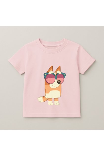 Bluey Bingo Sunglasses Printed Kids T-Shirt 100% Cotton Pink