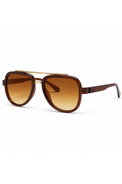 Premium Men’s Double-Bridge Navigator Sunglasses – Sculpted Full-Rim Frame, Gradient Lenses & Sleek Metal Brow Bar