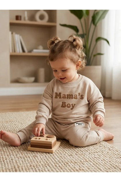 Baby boy's mama's boy tracksuit set - seasonal sweatshirt and pants set