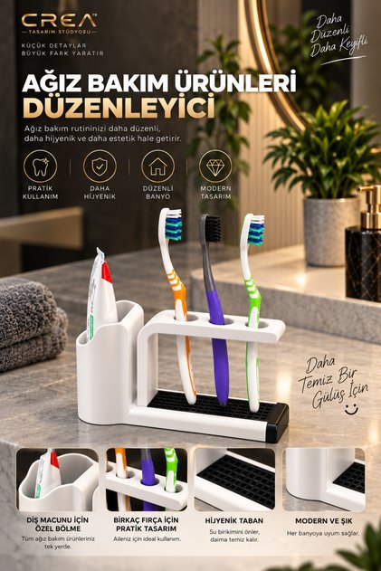 CREA3DTR DİŞ FIRÇALIK VE BANYO ORGANİZERİ