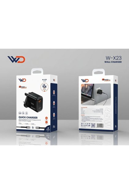 كابل W-X23 أسود AC45 للمنزل + كابل CC