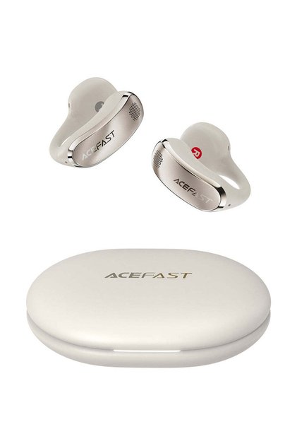 Căști wireless Aceclip Pro (FA006), OWS Stereo, BT 5.4, ANC cu două microfoane, 400mAh, IP55, Type-C, alb - auriu