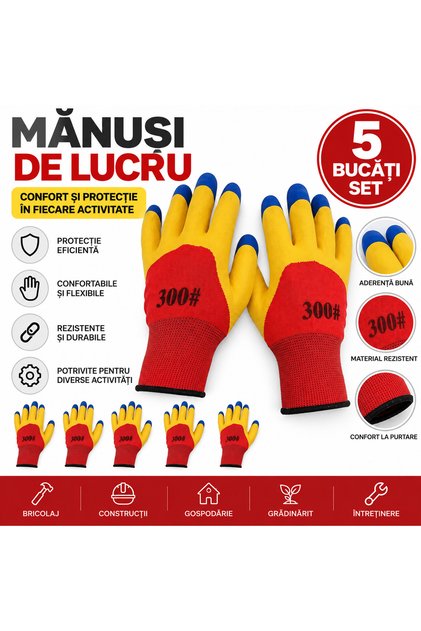 Set 5 manusi textile de lucru