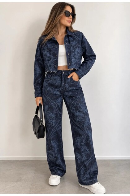 It's Basic Desenli Taşlı Kot Pantolon (34)