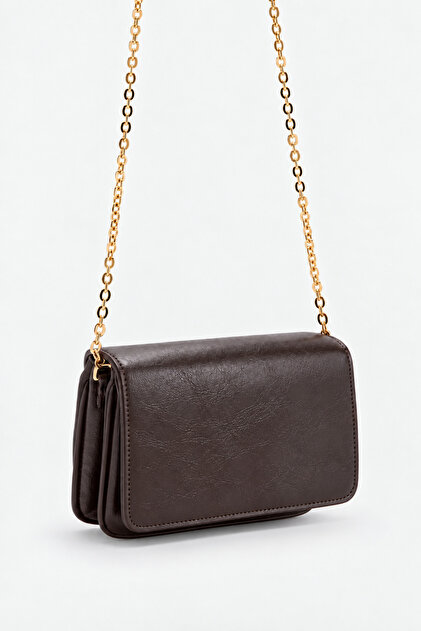 Women's Small Crossbody Bag with Chain Mng Bitter Brown