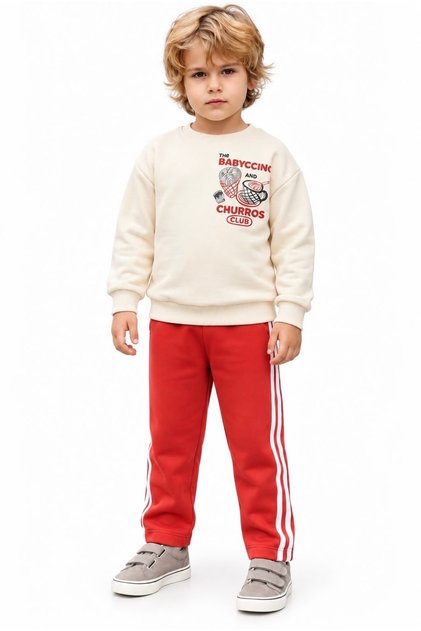 Boys' Printed Sweatshirt and Striped Sweatpants 2-Piece Set