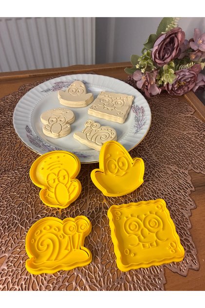 Spongebob Themed Cookie Mold Set - Dough Shaper - Sugar Dough Mold - 4 Pieces
