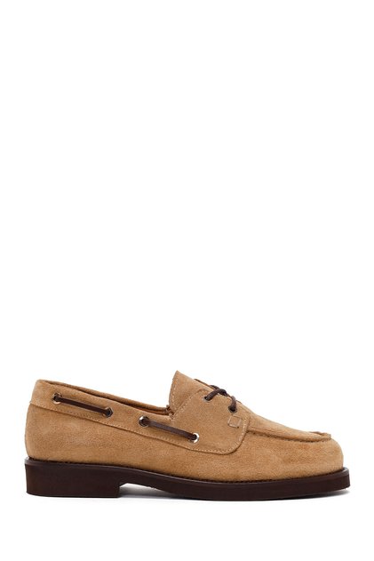 Women's Camel Lace-Up Suede Leather Casual Shoes Af220007Ds