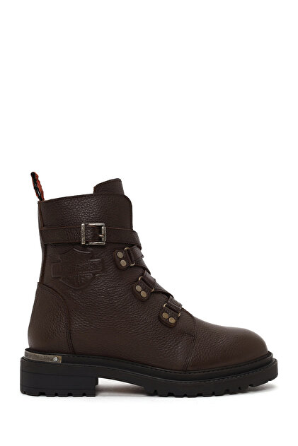 Women's Brown Camiel Zippered Leather Boots 026Z100030