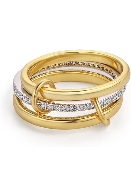 Gold Stackable Rings Set for Women,3 Piece 18K Gold Plated Band with Cubic Zirconia,Non-Tarnish Dainty Jewelry