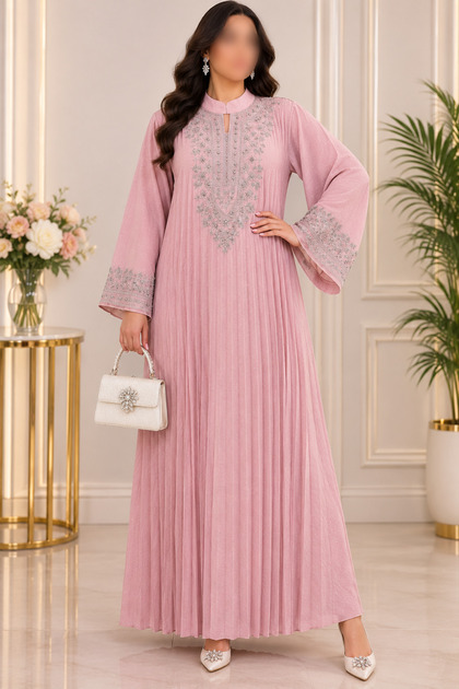 Luxury Women's Pleated Design and Embroidered Detail Abaya ✨