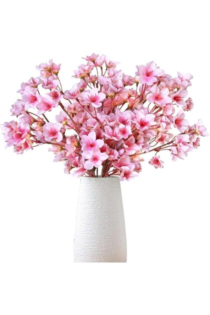 Artificial Cherry Blossom Silk Flower Bouquet,40cm Faux Floral Stems for Home and Wedding Decor,Pink,Pack of 4