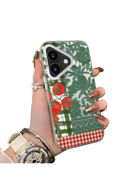 iPhone 17 Compatible Acrylic Hard Back Panel with Silicone Edges and Vegetable Flower Pattern Phone Case