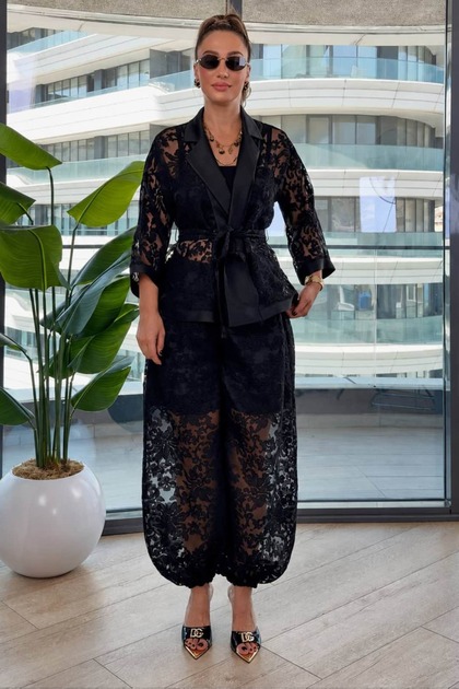Luxury Jakarlı Ceket Şalvar Pantolan Takım