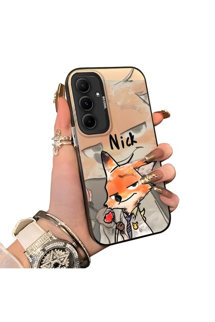Samsung Galaxy A55 Compatible Cartoon Fox Nick Patterned Case Acrylic Hard Back Silicon Edge