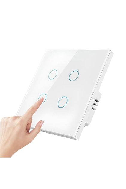 مفتاح إضاءة كهربائي باللمس، لوحة زجاجية مقسّاة حديثة، مفتاح مصباح مع مؤشر LED، تصميم بسيط وعصري