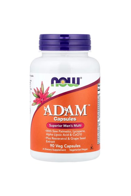 Supplement, ADAM Men's Multivitamin with Saw Palmetto, Lycopene, Alpha Lipoic Acid and CoQ10, Plus Natural Resveratrol & Grape Seed Extract, 90 Veg Capsules