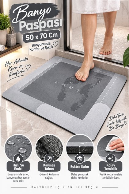 Non-Slip Base Magic Water Absorbing Bathroom, Sink Mat 50 X 70 cm Bathroom Front Shower Cabin Front Water Absorbing Magic Mat