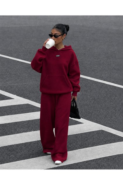 هودي وبنطلون رياضي فضفاض للجنسين، بدون طباعة، مقاس كبير، 3 خيوط، بتصميم كاليفورنيا