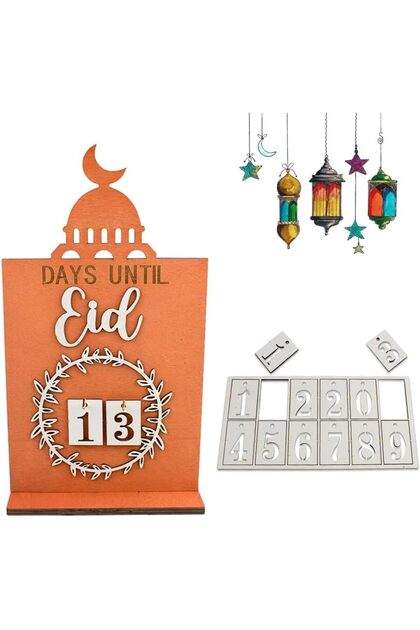 Ramadan Calendar Wooden Countdown Calendar Decoration for Home Days Until Eid Ramadan Gift for Kids Ramadan and Eid Decor