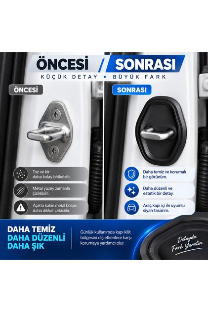 Üniversal Araç Kapı Kilidi Koruyucu Kapağı 4’lü Set – 9,5 × 7 cm