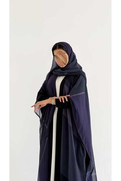 Mw405 - Printing Abaya with Attached Shawl Attached at the Cuffs and Open at the Sides and Stretch Sleeves Inner Abaya