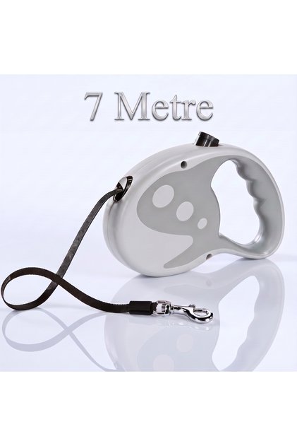 Automatic Retractable Dog Leash 7 Meters - 30 kg Capacity Tpe Non-Slip Handle (Gray)