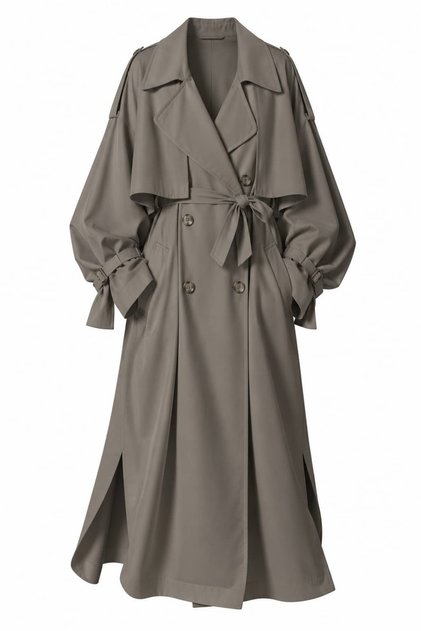 Modal Apoletli Oversize Maxi Trençkot