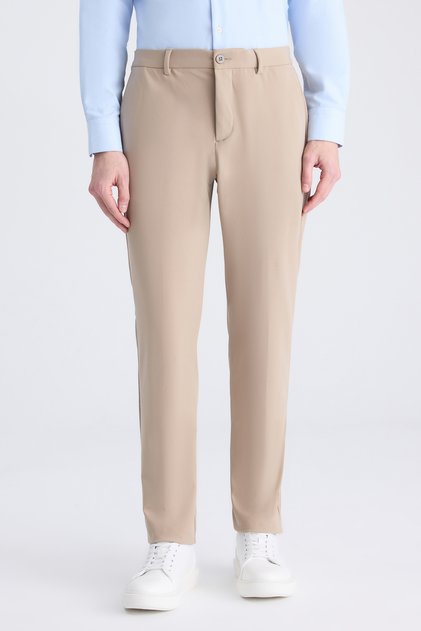 Relaxed Fit Beige Straight Jogger Pants