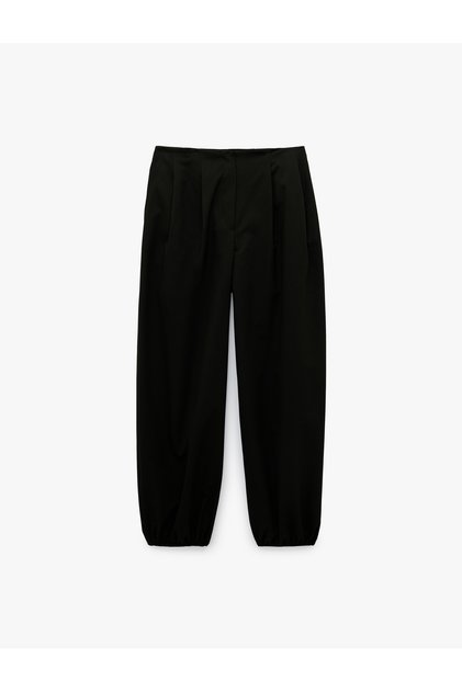 Viscose Blended High Waist Pocketed Elastic Cuffed Harem Pants